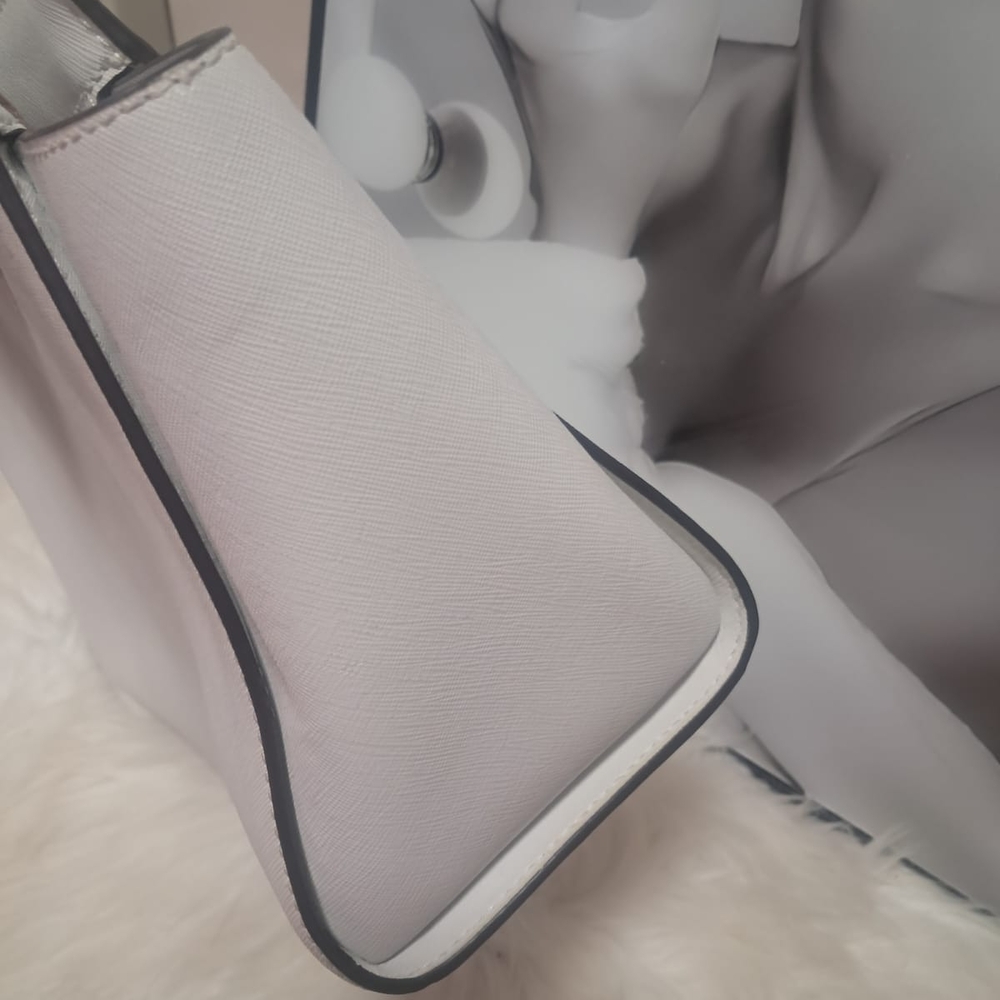 Like New Michael Kors White Geometric Studded Satchel - Picture 2 of 14
